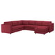 VIMLE Corner sofa-bed, 5-seat, with chaise longue/Lejde red/brown