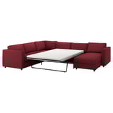 VIMLE Corner sofa-bed, 5-seat, with chaise longue/Lejde red/brown