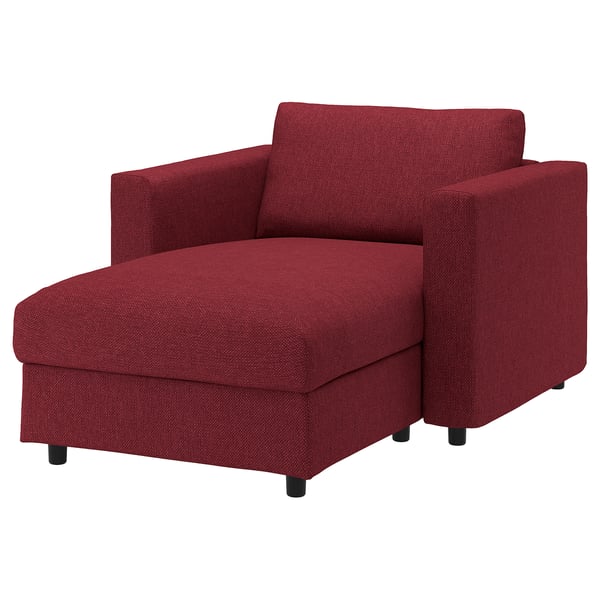 VIMLE Cover for chaise longue, Lejde red/brown