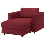 VIMLE Cover for chaise longue, Lejde red/brown
