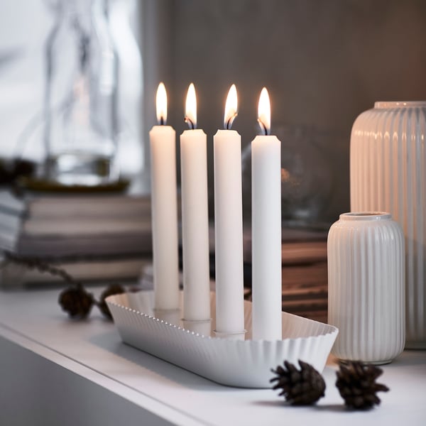 VINTERFINT Candlestick, for 4 candles white, 4 cm