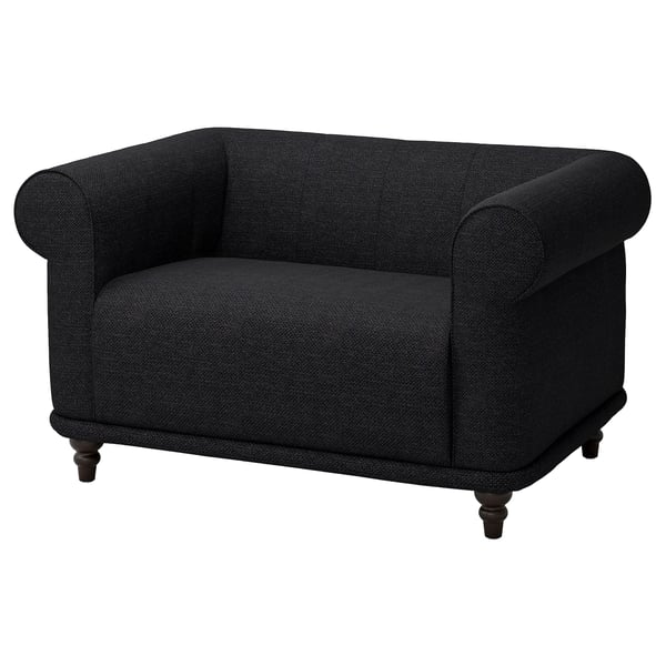 VISKAFORS 1,5-seat armchair, Lejde anthracite/brown