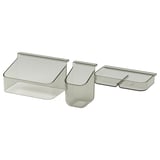 VISSLAÅN Drawer organisers, set of 3, grey
