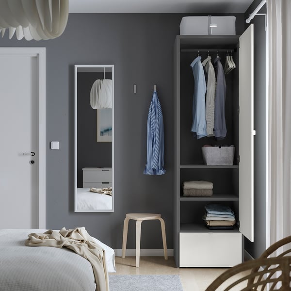 VISTHUS Wardrobe, grey/white, 63x59x216 cm