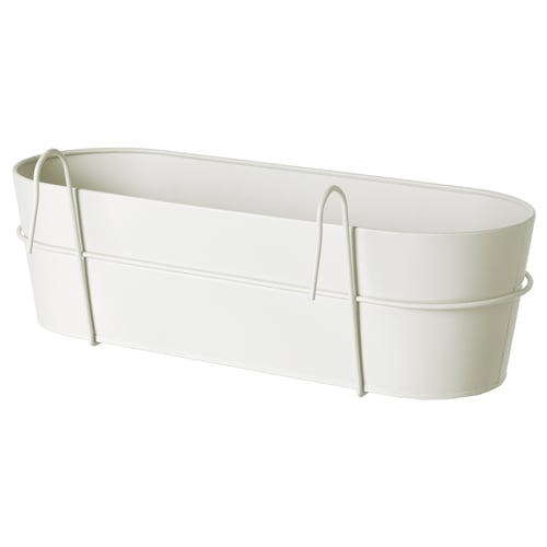 VITLÖK Flower box with holder, in/outdoor/off-white, 56x20 cm