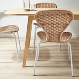 VOXLÖV / ÄLVSTA Table and 4 chairs, light bamboo/rattan white, 180x90 cm