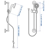 VOXNAN Riser rail with handshower kit, chrome-plated