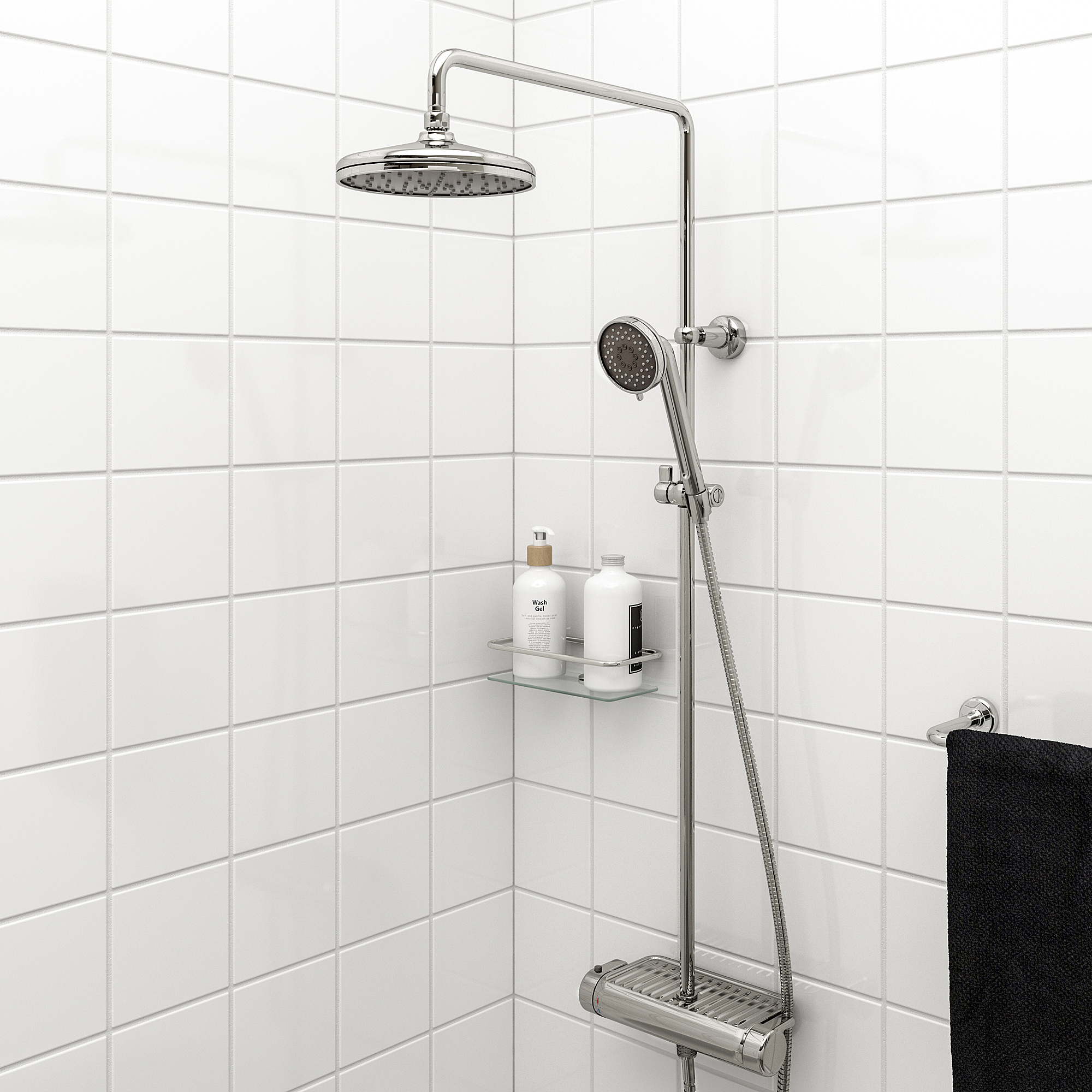VOXNAN Shower set with thermostatic mixer, chrome-plated