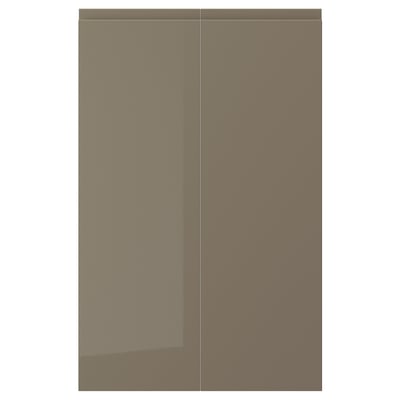 VOXTORP 2-p door f corner base cabinet set, left-hand/high-gloss dark grey-brown, 25x80 cm