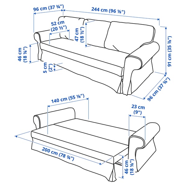 VRETSTORP 3-seat sofa-bed, Kilanda light beige