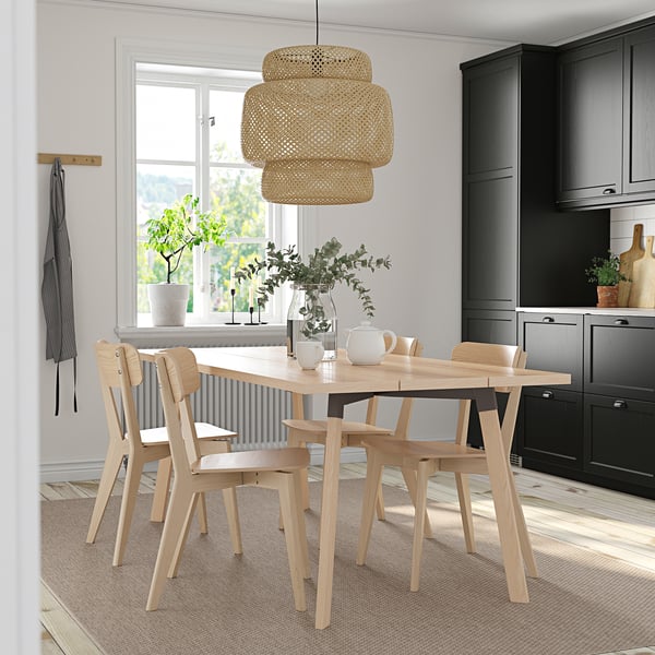 YPPERLIG / LISABO Table and 4 chairs, ash/ash, 200x90 cm