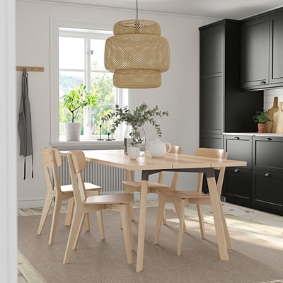 YPPERLIG / LISABO Table and 4 chairs, ash/ash, 200x90 cm