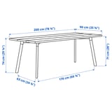 YPPERLIG / ODGER Table and 4 chairs, ash/anthracite, 200x90 cm