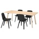 YPPERLIG / ODGER Table and 4 chairs, ash/anthracite, 200x90 cm
