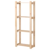 Un raft din lemn ALBERT de culoare deschisă naturală, realizat din pin masiv și molid, cu un design minimalist și trei rafturi deschise.