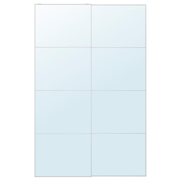 Panouri de dulap oglindă AULI transparentă: 2 rame din aluminiu, 4 foi de sticlă cu folie de siguranță, șine de închidere amortizată.