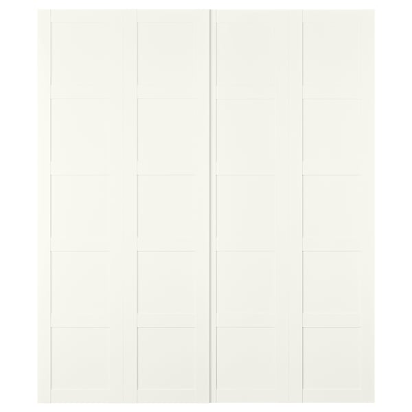 Ușă glisantă albă BERGSBO, plăci de fibră și folie, design pătrat modern, economie de spațiu.