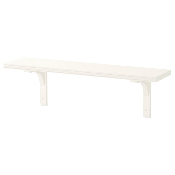 Raft de perete alb Berghsult, dreptunghiular, teșit și neted, lemn, design minimalist.