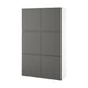 O unitate de depozitare albă BESTÅ cu șase uși gri, design minimalist modern, care oferă spațiu de depozitare organizat.