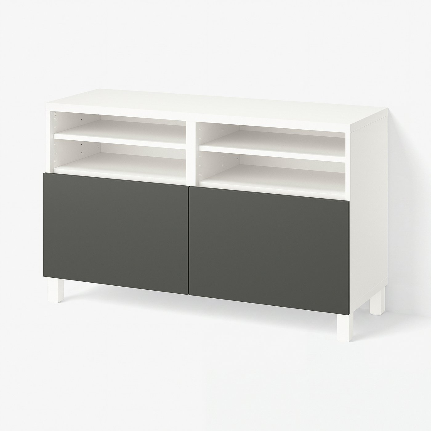 BESTÅ Comodă TV cu uşi, alb/Lappviken/Stubbarp gri închis, 120x42x74 cm