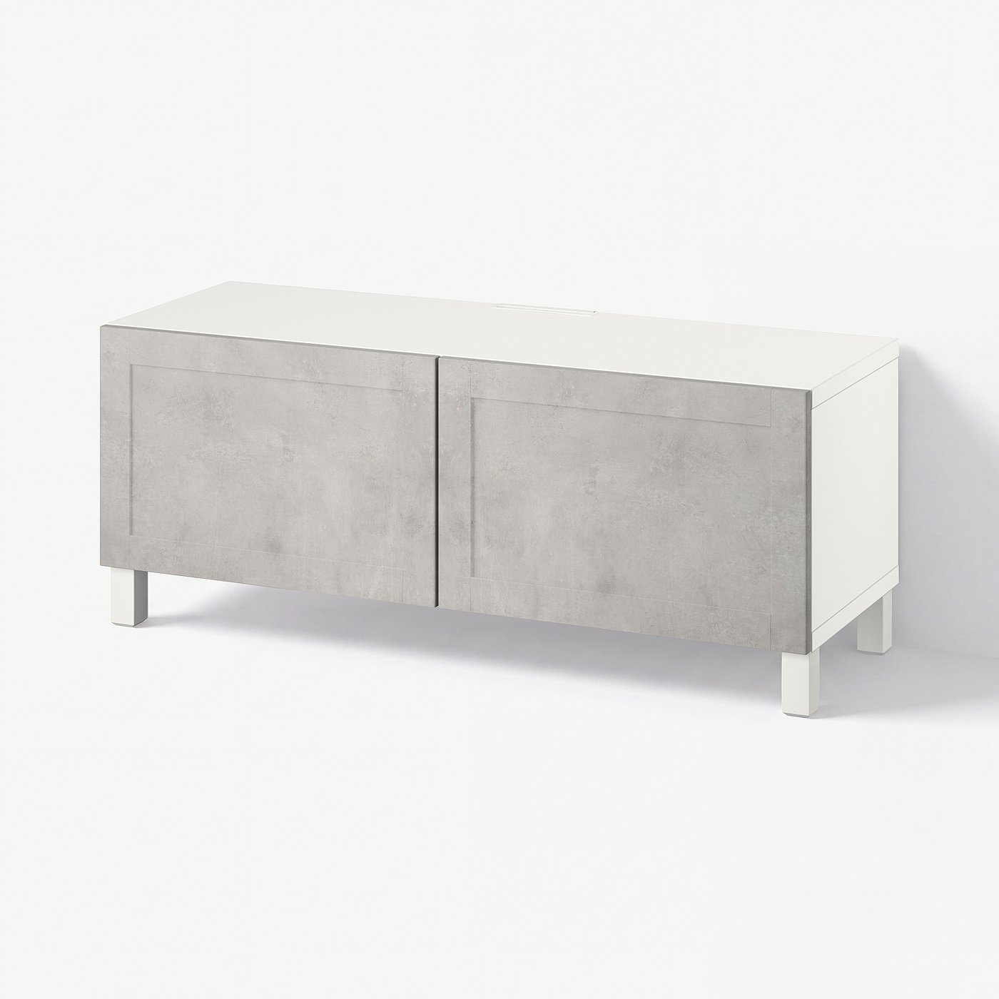 BESTÅ Comodă TV+uşi, alb Kallviken/Stubbarp/gri, 120x42x48 cm