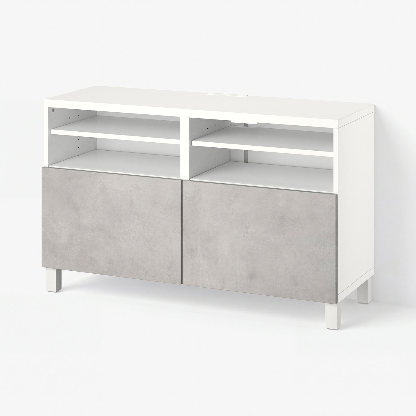 BESTÅ Comodă TV+uşi, alb/Kallviken/Stubbarp gri, 120x42x74 cm