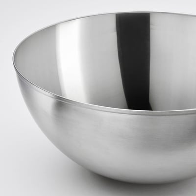 Bol din oțel inoxidabil, argintiu elegant, formă rotundă, design neted.