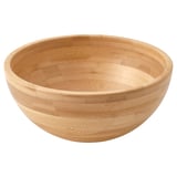 Bol de servire din bambus natural cu margine netedă, ideal pentru diverse feluri de mâncare.
