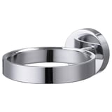 Un suport pentru uscător de păr cromat BOBSJÖN, montat pe perete. Este circulară cu un design elegant și modern.