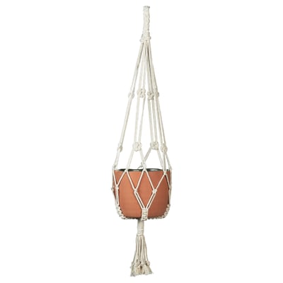 Jardinieră suspendată din teracotă din macrame