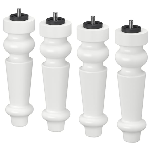 Patru picioare unghiulare din lemn cu șuruburi superioare.