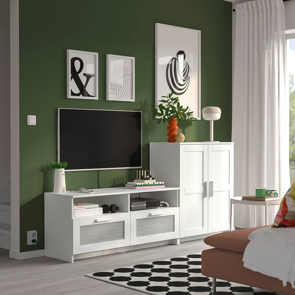 BRIMNES Ansamblu depozitare TV, alb, 200x41x95 cm