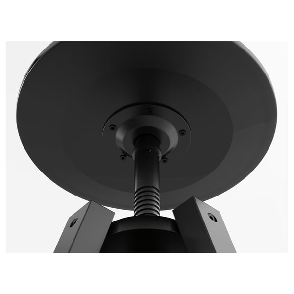 Suport pentru picioare reglabil negru cu construcție robustă din metal și lemn, conceput pentru o utilizare sigură și confortabilă.