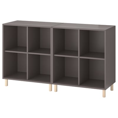 Unitate de depozitare EKET, gri, picioare din lemn, design cubic.