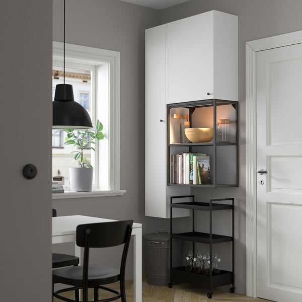 ENHET Ansamblu depozitare, antracit/alb, 90x32x180 cm