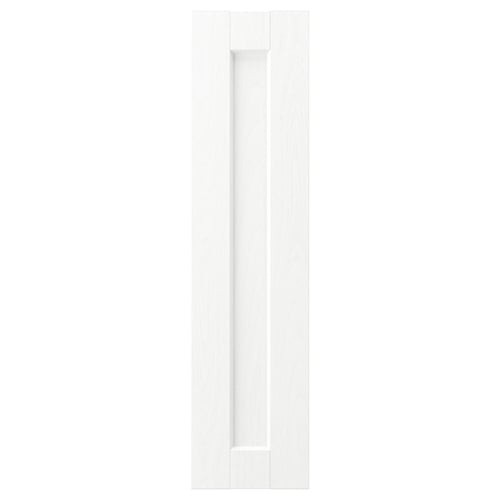 ENKÖPING ușă dulap alb. Textură pătrată, înrămată, granulație subtilă. Fabricat din plăci de fibre, margine din plastic, folie.