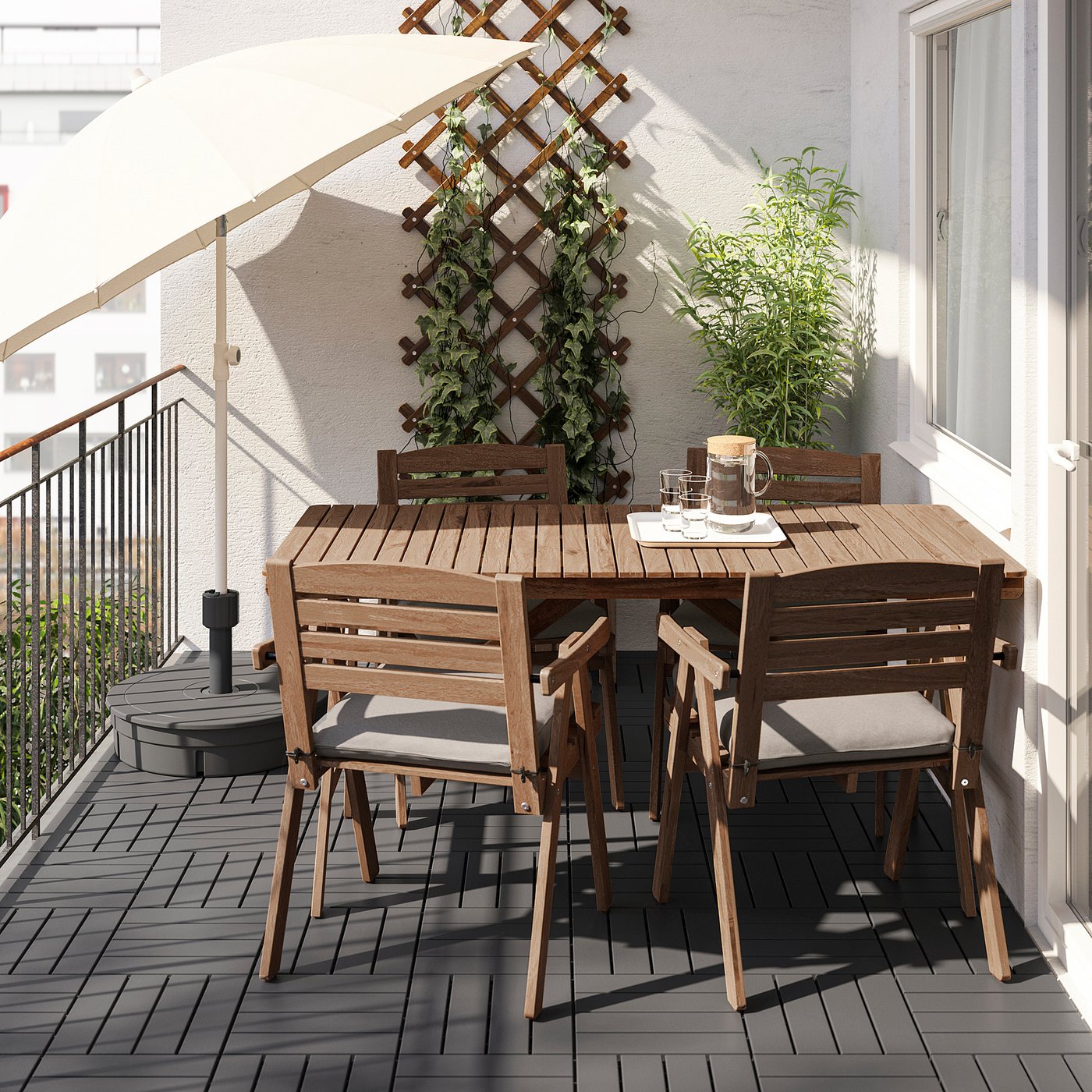 Falholmen Masă 4 Scaune Cu Braţe Exterior Gri Maro Maro Deschis Vopsit Froson Duvholmen Gri Inchis Ikea