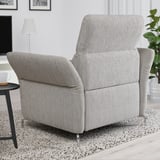 Fotoliu elegant gri FAMMARP în living modern, dimensionat perfect pentru confort, cu picioare metalice reglabile și elegante.