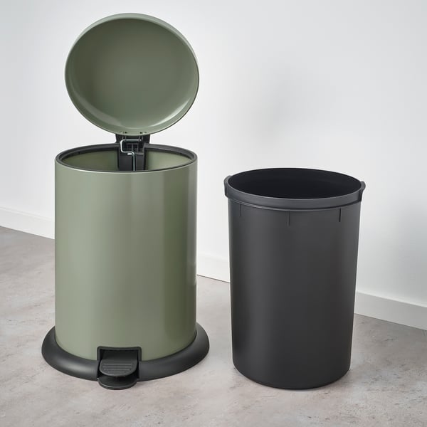 GÅNGSKYFFEL Coş cu pedală, gri-verde, 18 l