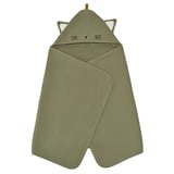 GULDVÄVARE, prosop de pisică verde, bumbac organic moale, cu glugă, buclă, model de vafe.