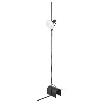 HÅRSLINGA lampă de podea neagră cu bec led mat.