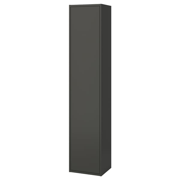 Dulap de baie negru înalt Havbaeck, design modern, finisaj gri mat.