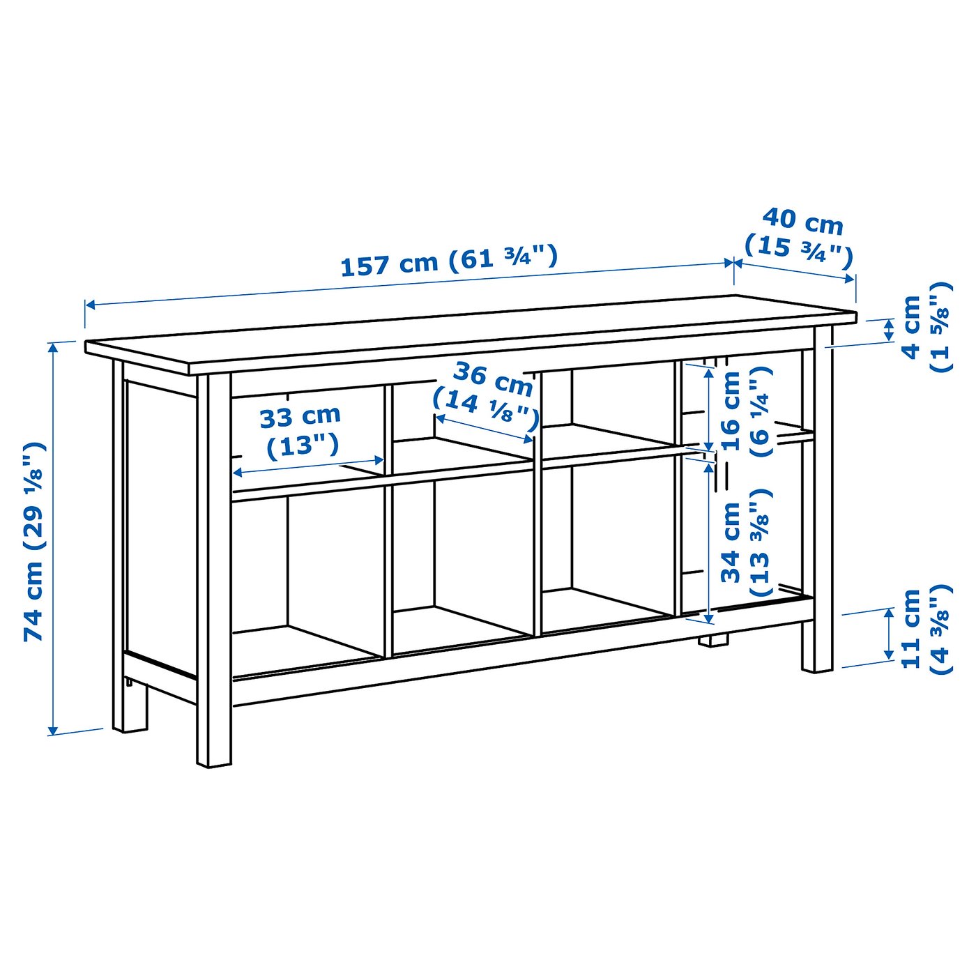 Hemnes Masă Auxiliară Vpst Alb 157x40 Cm Ikea
