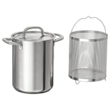 IKEA 365+ vase din oțel inoxidabil, set de 2, inserție perforată, rotund, mânere ușoare