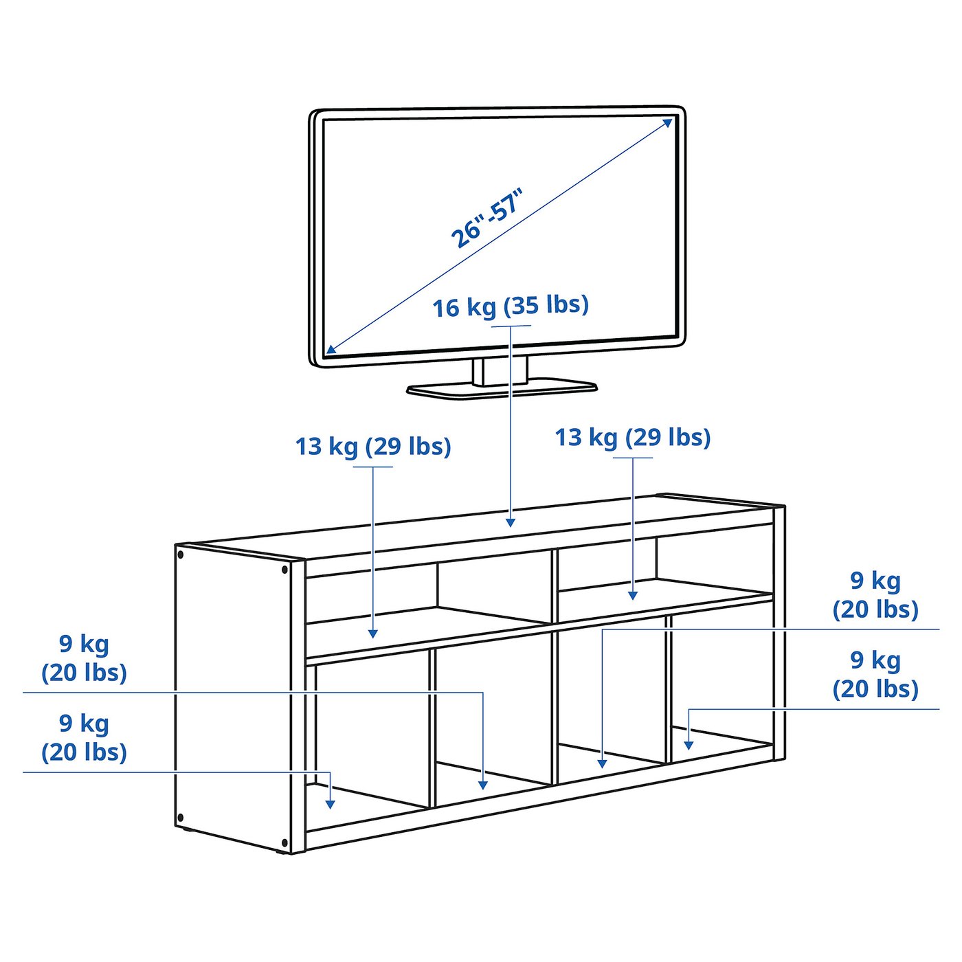 KALLAX comodă TV, aspect stejar antichizat, 147x60 cm - IKEA