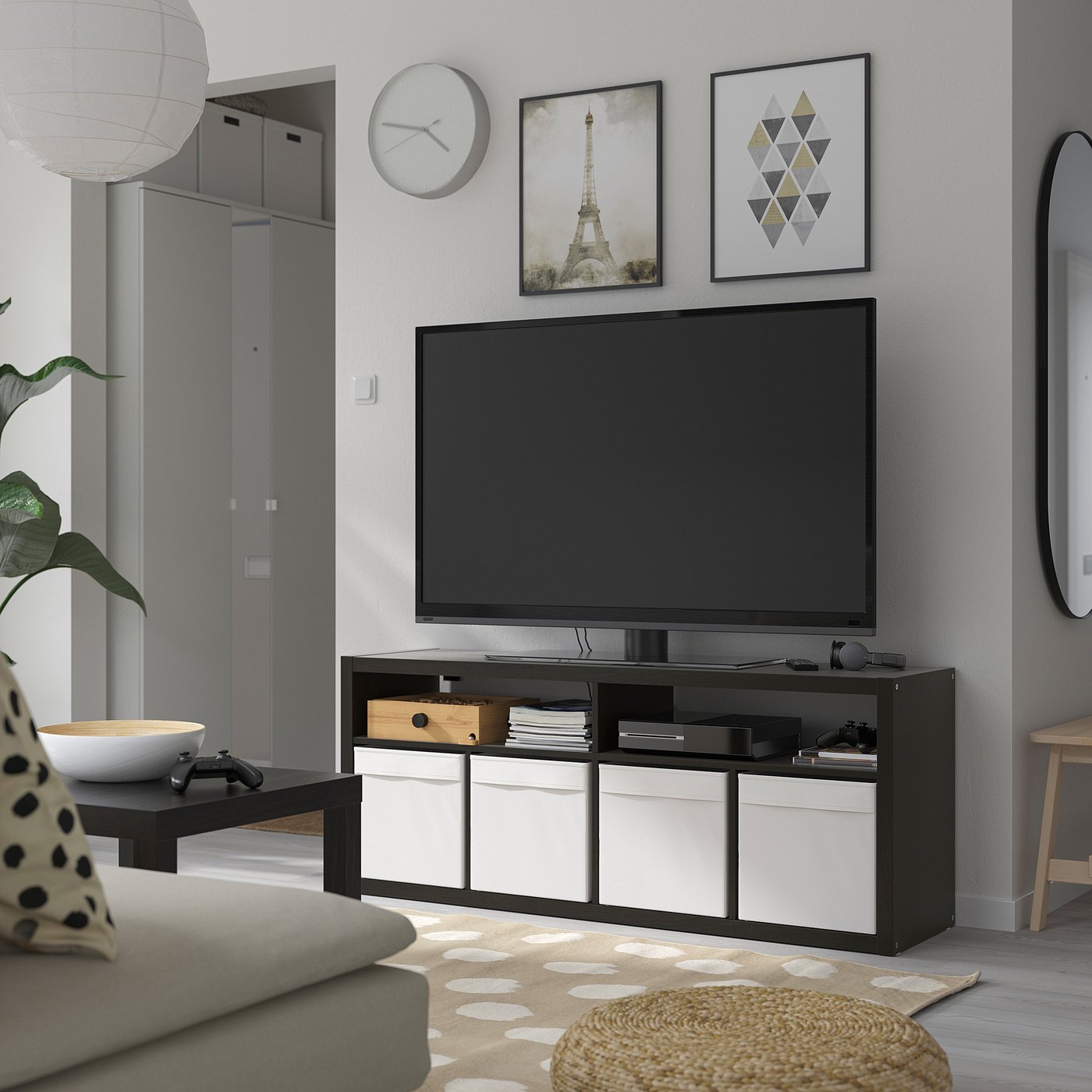 KALLAX comodă TV, negru-maro, 147x60 cm - IKEA