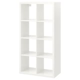 Unitate de depozitare cub KALLAX alb, mobilier modular pentru utilizare și organizare versatilă.