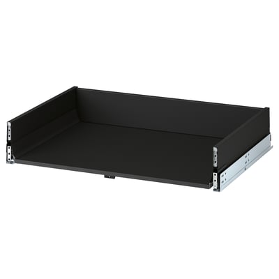 Sertar KNIVSHULT negru, design modern, oțel și plăci aglomerate durabile, finisaj elegant, închidere automată, margini netede.