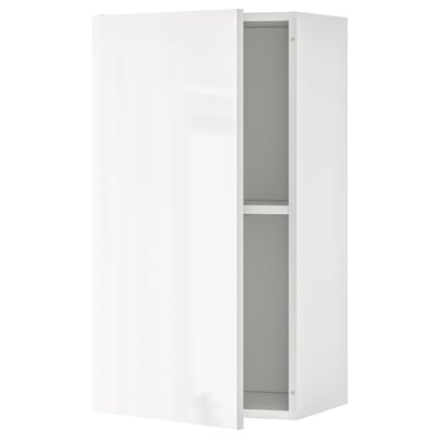 Dulap de bucătărie modular alb KNOXHULT cu rafturi gri, design modern.