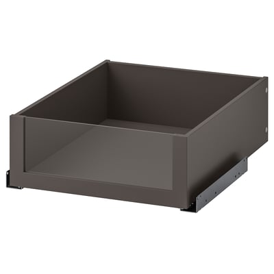 Sertar gri ikea KOMPLEMENT cu față din sticlă, pătrat, design minimalist modern.